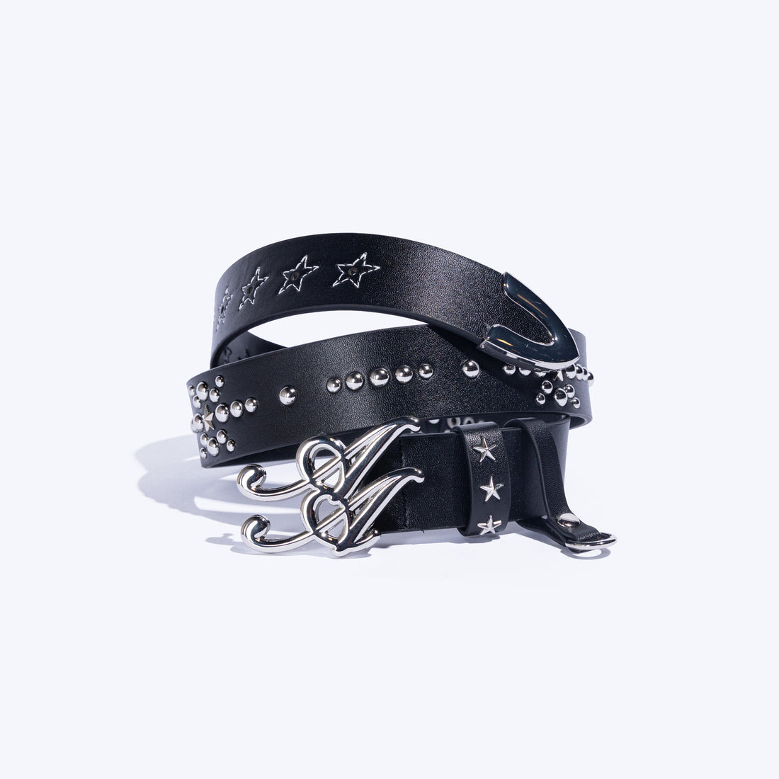 Ad Astra Union black studded western belt with AA buckle