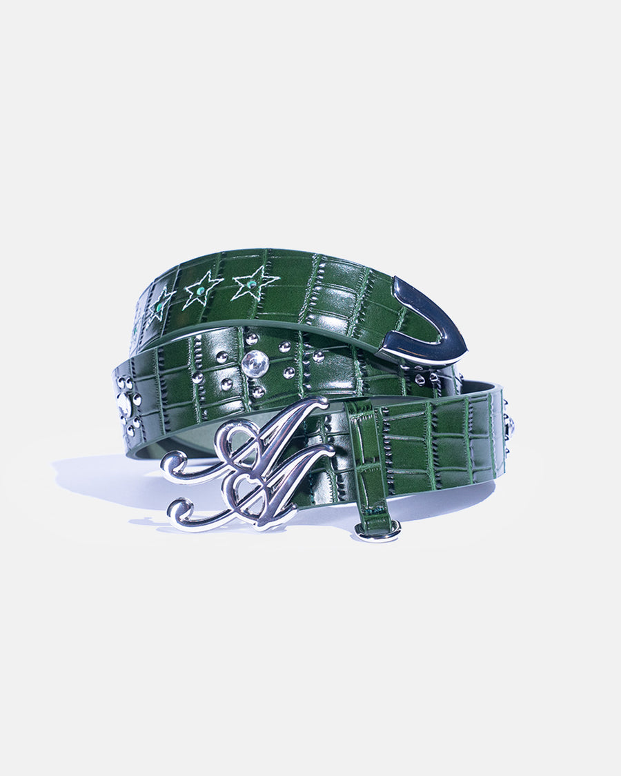 Caiman (Genuine Green Crocodile Leather)