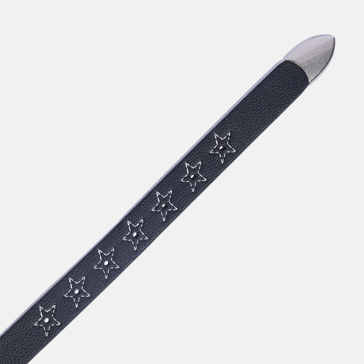 Ad Astra Noir skinny black vegan leather star stud belt, view 4