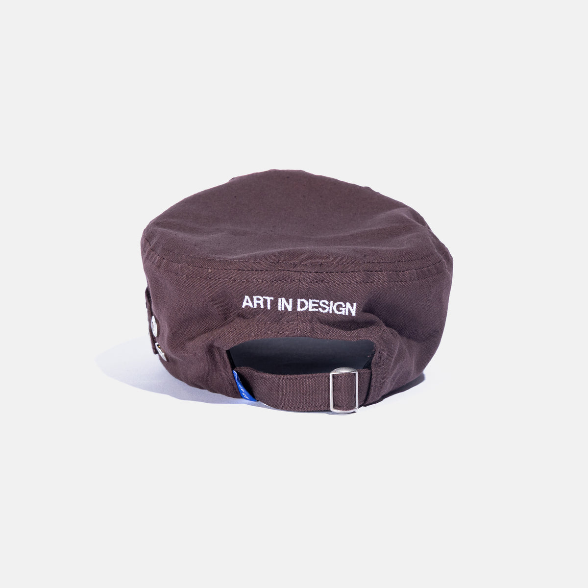 Ad Astra Brown cadet hat with embroidered AA logo, studded brim and pins, view 4