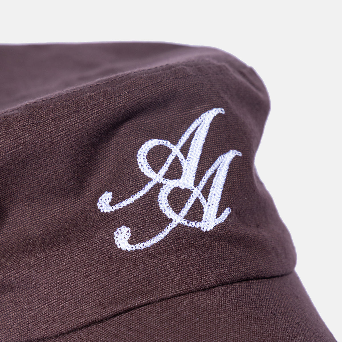 Ad Astra Brown cadet hat with embroidered AA logo, studded brim and pins, view 5