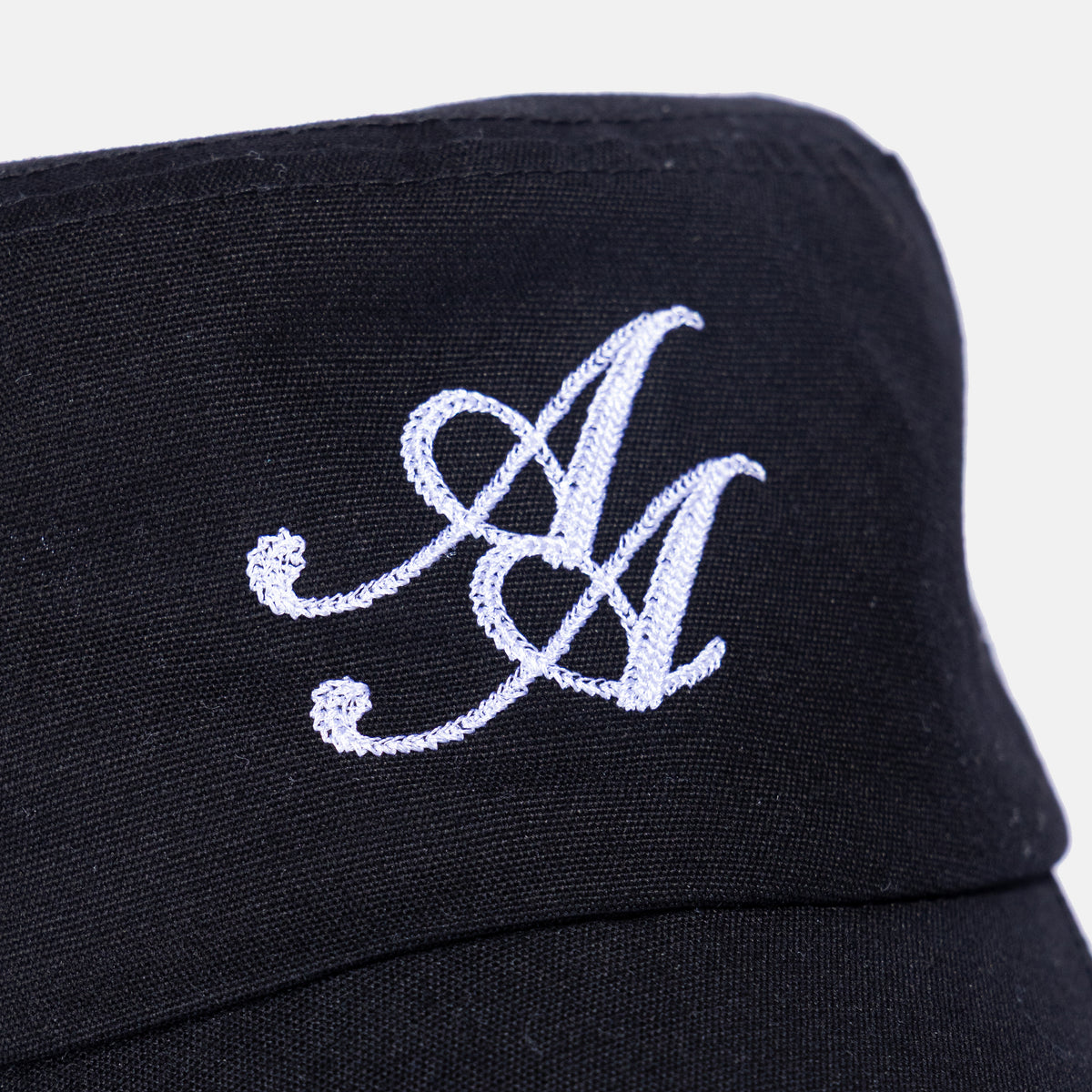 Ad Astra Black cadet hat with embroidered AA logo, studded brim and pins, view 5